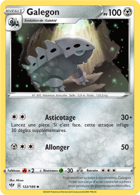 Carte Pokémon Galegon 122/189 Peu commune Ténèbres Embrasées