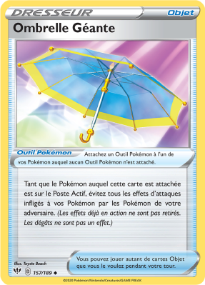 Carte Pokémon Ombrelle Géante 157/189 Peu commune Ténèbres Embrasées
