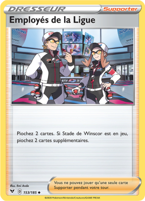 Carte Pokémon Employés de la Ligue 153/185 Peu commune Voltage Éclatant