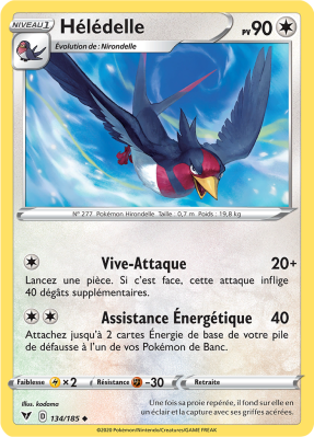 Carte Pokémon Hélédelle 134/185 Peu commune Voltage Éclatant