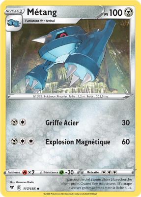 Carte Pokémon Métang 117/185 Peu commune Voltage Éclatant