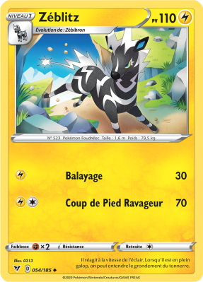 Carte Pokémon Zéblitz 054/185 Peu commune Voltage Éclatant