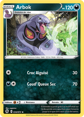 Carte Pokémon Arbok 034/073 Peu commune La Voie du Maître