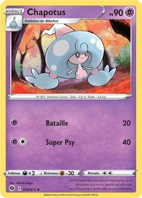 Carte Pokémon Chapotus 019/073 Peu commune La Voie du Maître