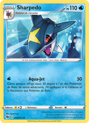 Carte Pokémon Sharpedo 012/073 Peu commune La Voie du Maître