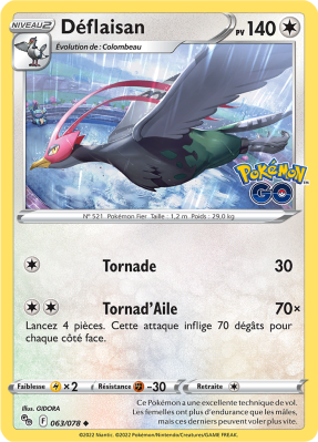 Carte Pokémon Déflaisan 063/078 Peu commune Pokémon GO (JCC)