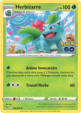 Carte Pokémon Herbizarre 002/078 Peu commune Pokémon GO (JCC)