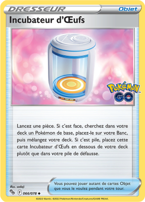 Carte Pokémon Incubateur d'Œufs 066/078 Peu commune Pokémon GO (JCC)