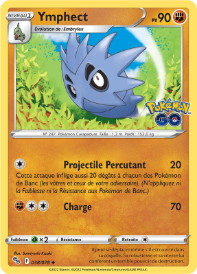 Carte Pokémon Ymphect 038/078 Peu commune Pokémon GO (JCC)