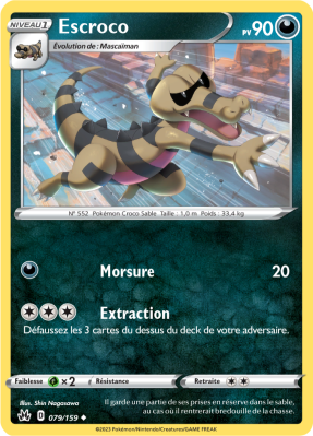 Carte Pokémon Escroco 079/159 Peu commune Zénith Suprême