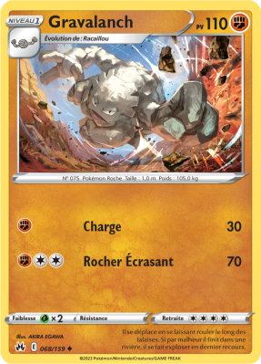 Carte Pokémon Gravalanch 068/159 Peu commune Zénith Suprême