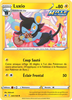 Carte Pokémon Luxio 041/159 Peu commune Zénith Suprême