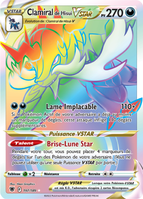 Carte Pokémon Clamiral de Hisui-VSTAR 197/189 Rainbow Astres Radieux