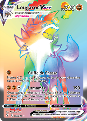 Carte Pokémon Lougaroc-VMAX 213/203 Rainbow Évolution Céleste