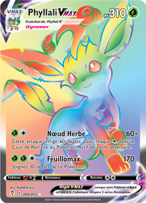 Carte Pokémon Phyllali-VMAX 204/203 Rainbow Évolution Céleste