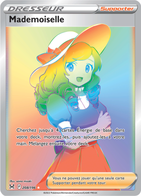 Carte Pokémon Mademoiselle 208/196 Rainbow Origine Perdue