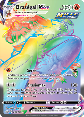 Carte Pokémon Braségali-VMAX 200/198 Rainbow Règne de Glace