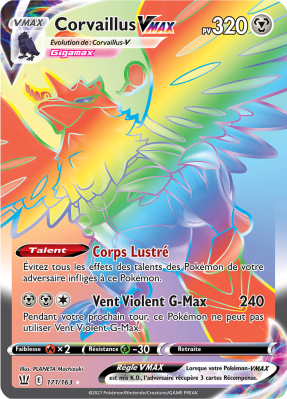 Carte Pokémon Corvaillus-VMAX 171/163 Rainbow Styles de Combat
