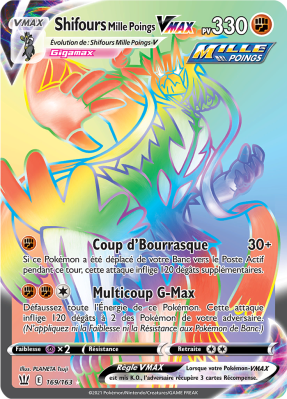 Carte Pokémon Shifours Mille Poings-VMAX 169/163 Rainbow Styles de Combat