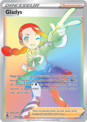 Carte Pokémon Gladys 204/195 Rainbow Tempête Argentée