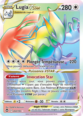 Carte Pokémon Lugia-VSTAR 202/195 Rainbow Tempête Argentée