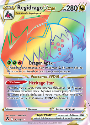 Carte Pokémon Regidrago-VSTAR 201/195 Rainbow Tempête Argentée