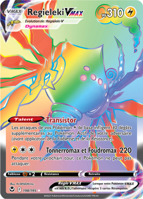 Carte Pokémon Regieleki-VMAX 198/195 Rainbow Tempête Argentée