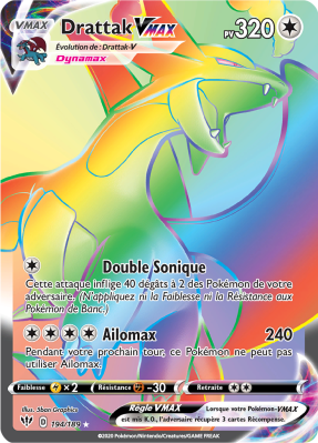 Carte Pokémon Drattak-VMAX 194/189 Rainbow Ténèbres Embrasées