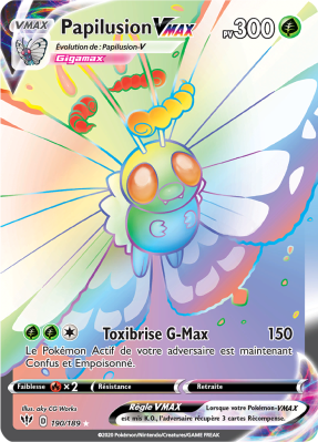 Carte Pokémon Papilusion-VMAX 190/189 Rainbow Ténèbres Embrasées