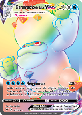 Carte Pokémon Darumacho de Galar-VMAX 187/185 Rainbow Voltage Éclatant