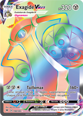 Carte Pokémon Exagide-VMAX 190/185 Rainbow Voltage Éclatant