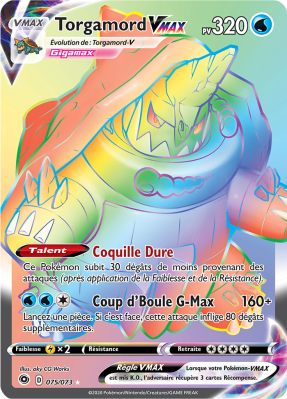 Carte Pokémon Torgamord-VMAX 075/073 Rainbow La Voie du Maître