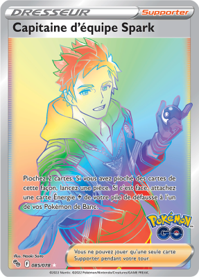 Carte Pokémon Capitaine d'équipe Spark 085/078 Rainbow Pokémon GO (JCC)