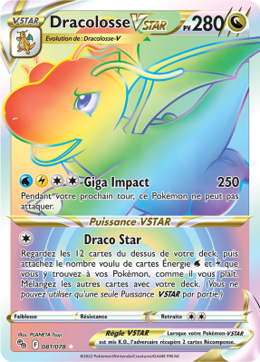 Carte Pokémon Dracolosse-VSTAR 081/078 Rainbow Pokémon GO (JCC)