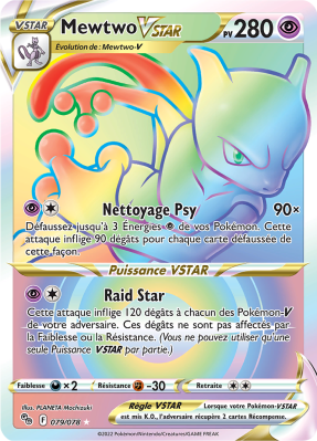 Carte Pokémon Mewtwo-VSTAR 079/078 Rainbow Pokémon GO (JCC)