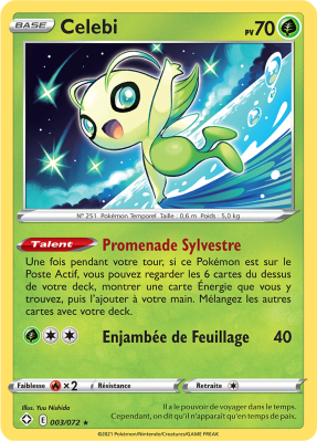 Carte Pokémon Celebi 003/072 Rare Destinées Radieuses