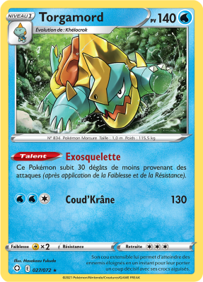 Carte Pokémon Torgamord 027/072 Rare Destinées Radieuses