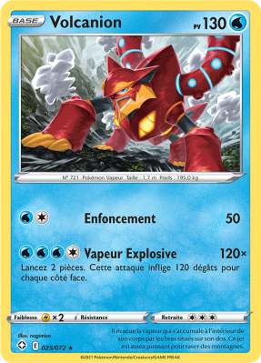 Carte Pokémon Volcanion 025/072 Rare Destinées Radieuses