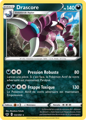 Carte Pokémon Drascore 122/202 Rare Épée et Bouclier (JCC)