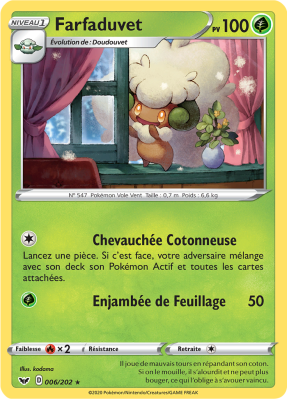 Carte Pokémon Farfaduvet 006/202 Rare Épée et Bouclier (JCC)