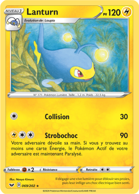 Carte Pokémon Lanturn 069/202 Rare Épée et Bouclier (JCC)