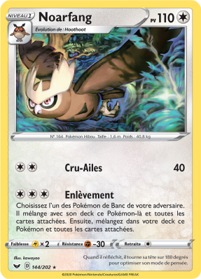 Carte Pokémon Noarfang 144/202 Rare Épée et Bouclier (JCC)