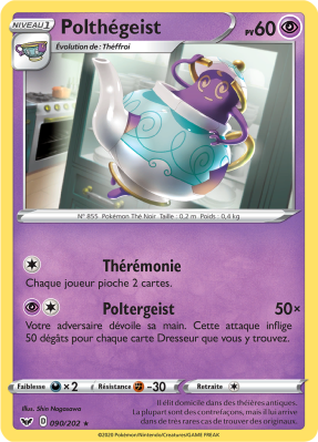 Carte Pokémon Polthégeist 090/202 Rare Épée et Bouclier (JCC)