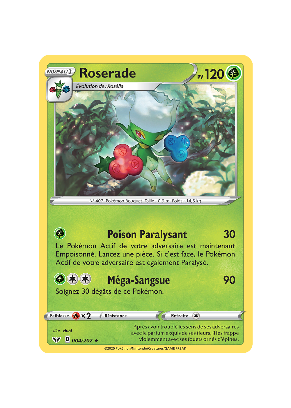 Roserade Rarity Carte Pokémon Roserade 004/202 Rare Épée et Bouclier (JCC)