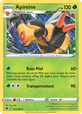 Carte Pokémon Apireine 012/189 Rare Astres Radieux