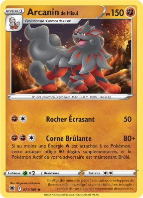 Carte Pokémon Arcanin de Hisui 071/189 Rare Astres Radieux