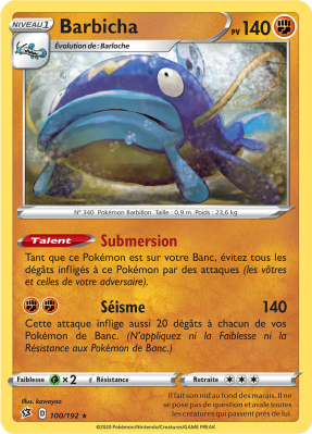 Carte Pokémon Barbicha 100/192 Rare Clash des Rebelles