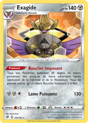Carte Pokémon Exagide 135/192 Rare Clash des Rebelles