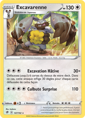 Carte Pokémon Excavarenne 147/192 Rare Clash des Rebelles