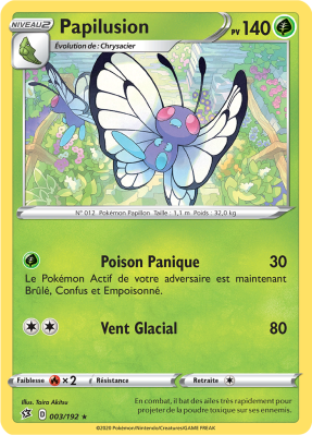 Carte Pokémon Papilusion 003/192 Rare Clash des Rebelles